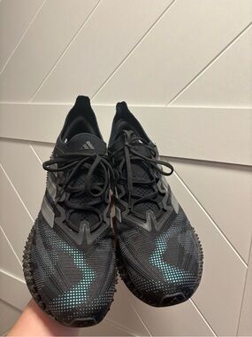 Men's Black Athletic Running Shoes with Teal Accents Adidas